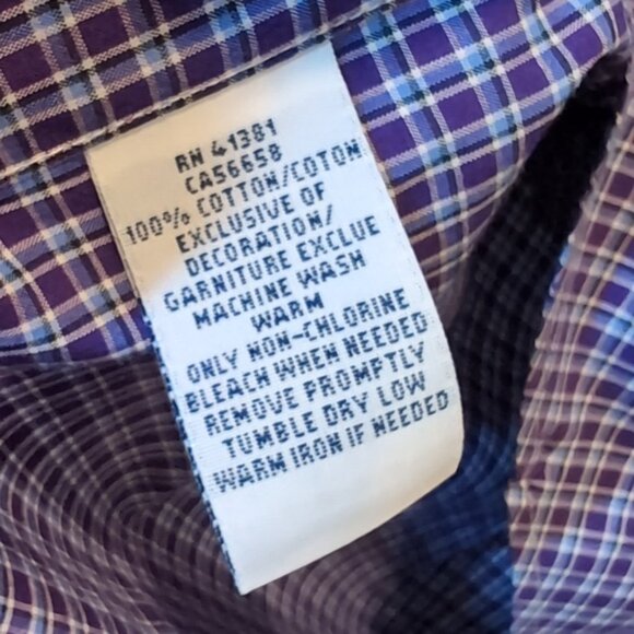 Ralph Lauren Custom Fit Button Down Dress Shirt Plaid Pleated Blue Label - Picture 8 of 9